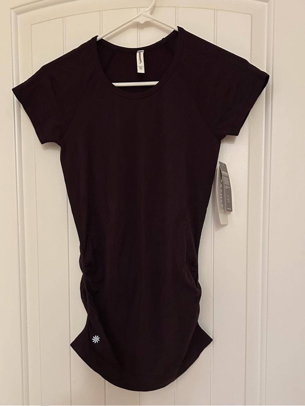 Athleta Speedlight Short-Sleeve Ruched Tee Size XS Purple NWT